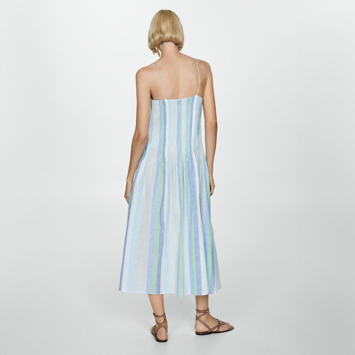 MANGO - Vestido Lino Rayas Mujer Mango