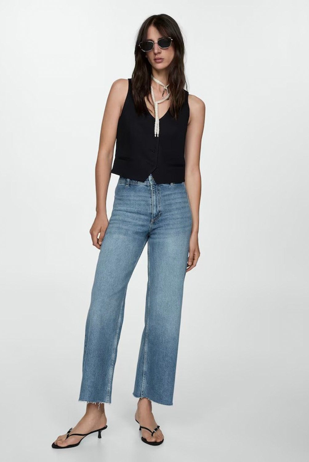 MANGO - Jeans Catherin Culotte Tiro Alto Mujer Mango