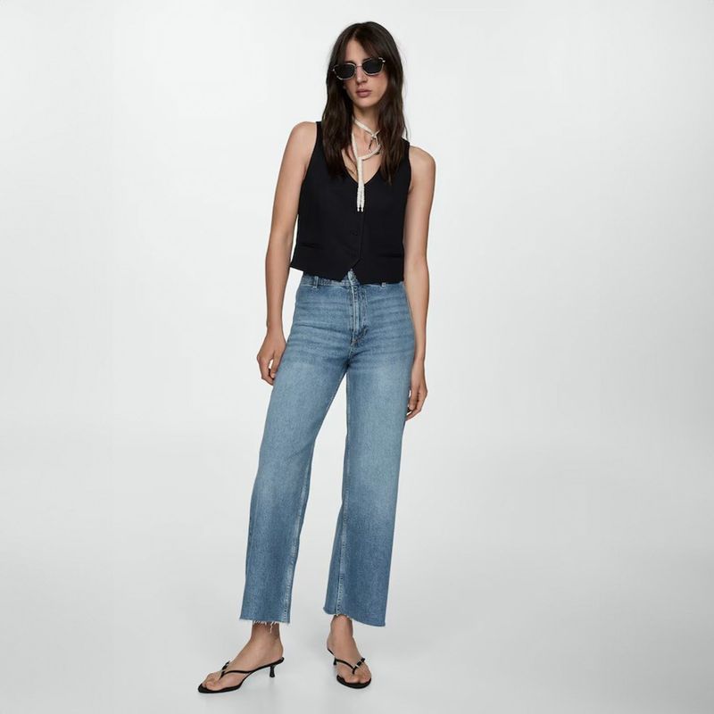 MANGO - Jeans Catherin Culotte Tiro Alto Mujer Mango