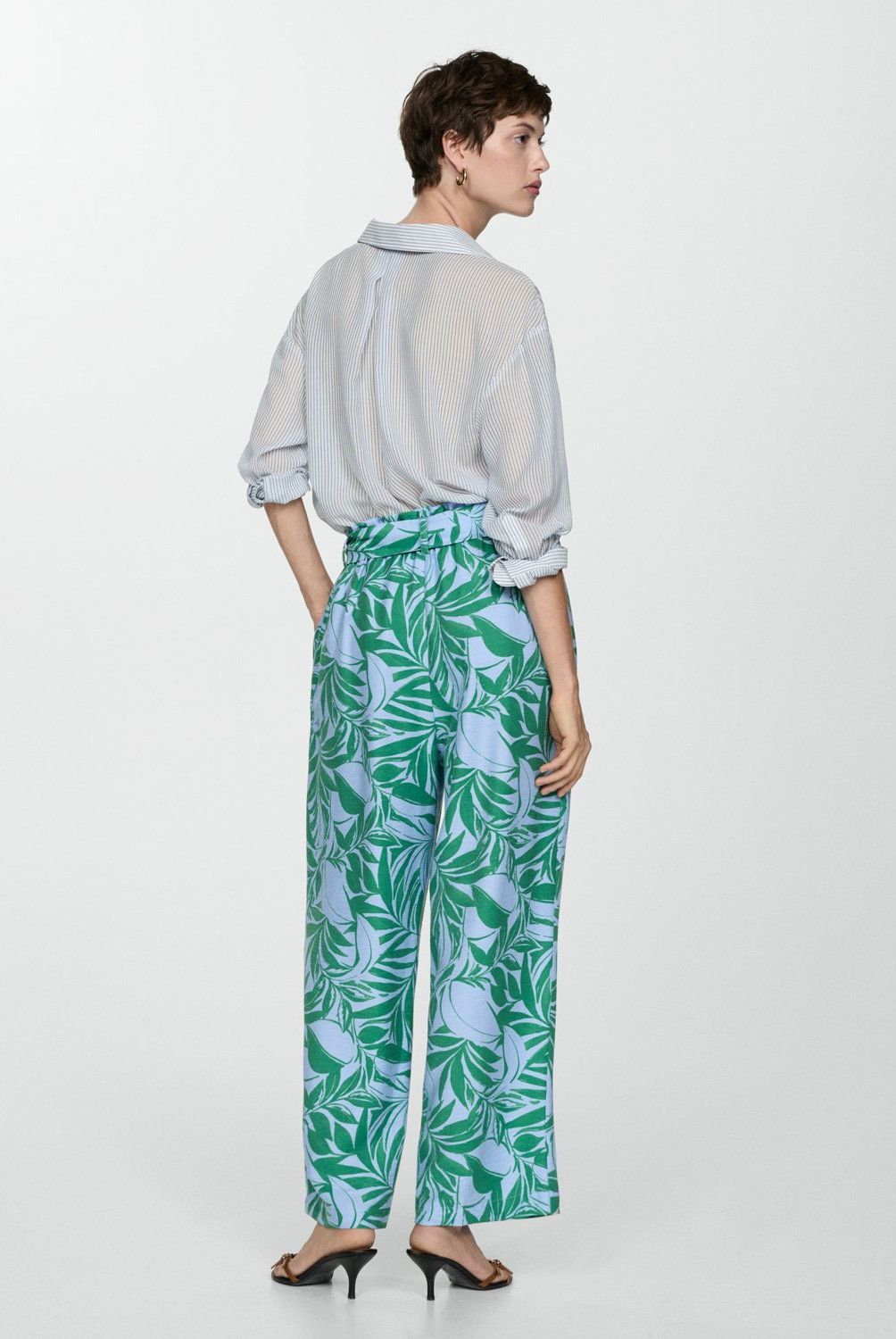 MANGO - Pantalón Estampado Lazo Mujer Mango