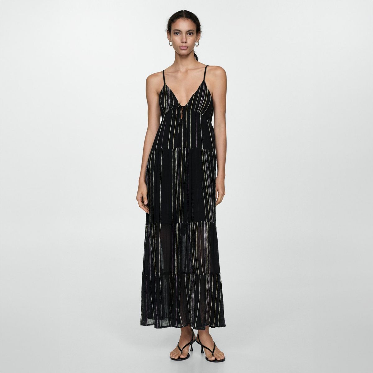 MANGO - Vestido Tirantes Costuras Decorativas Mujer Mango