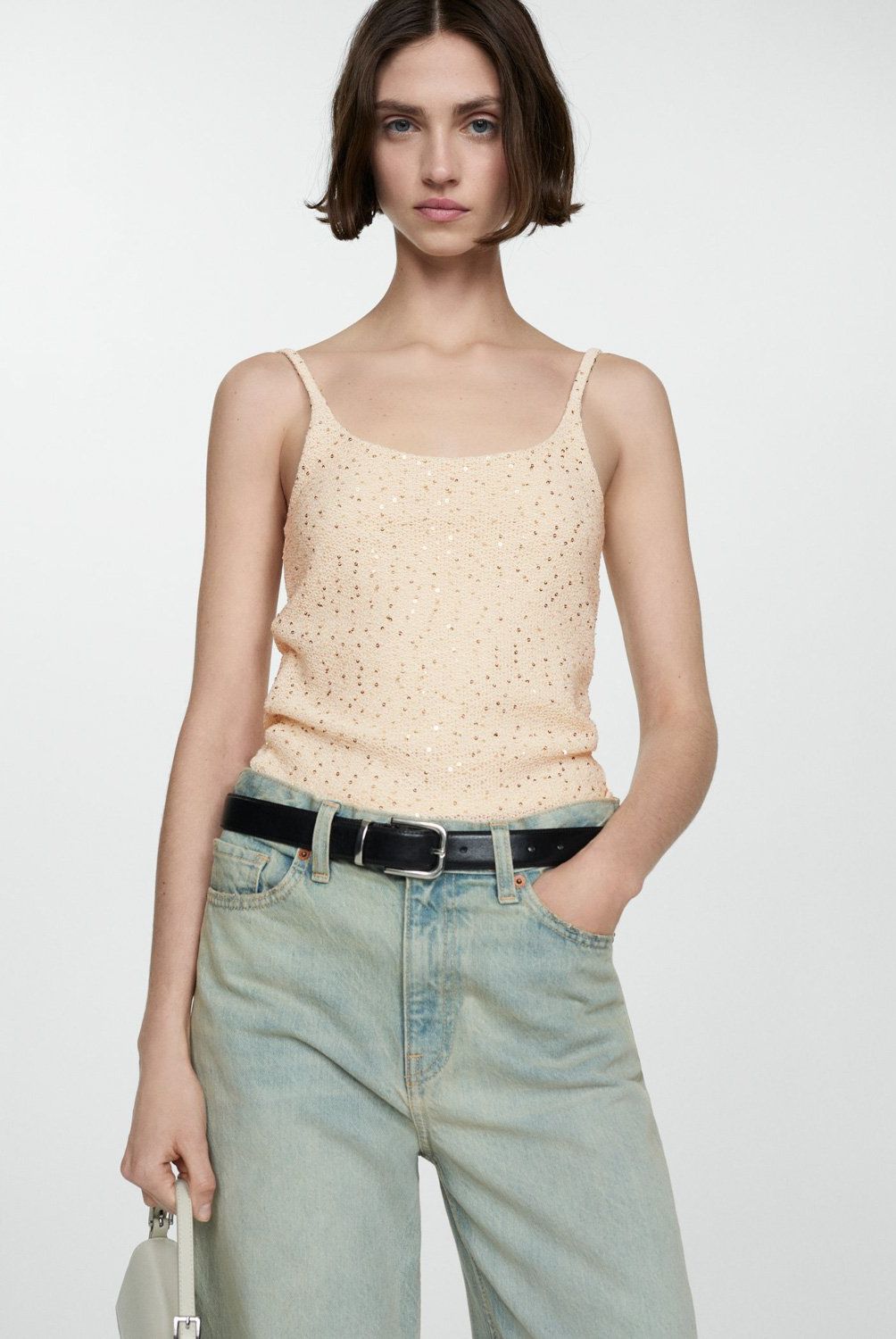 MANGO - Top Tirantes Lentejuelas Mujer Mango