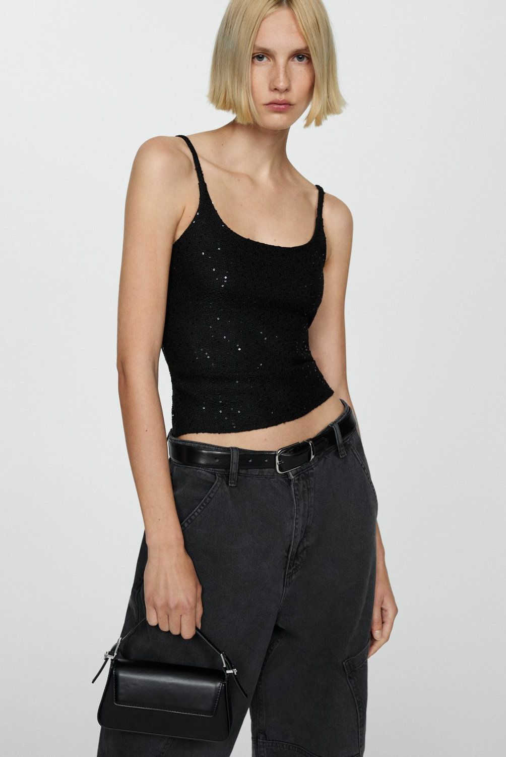 MANGO - Top Tirantes Lentejuelas Mujer Mango