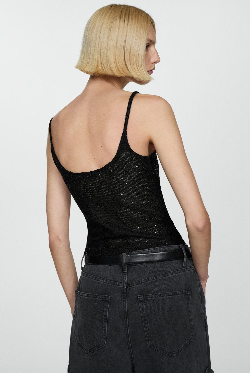MANGO - Top Tirantes Lentejuelas Mujer Mango