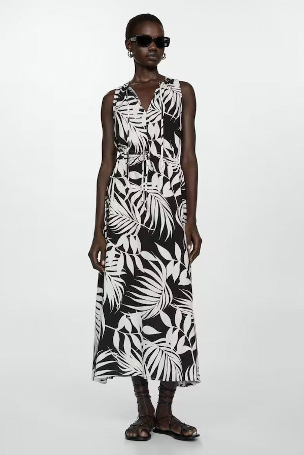 MANGO - Vestido Tropical Sin Mangas con Lazada Mujer Mango