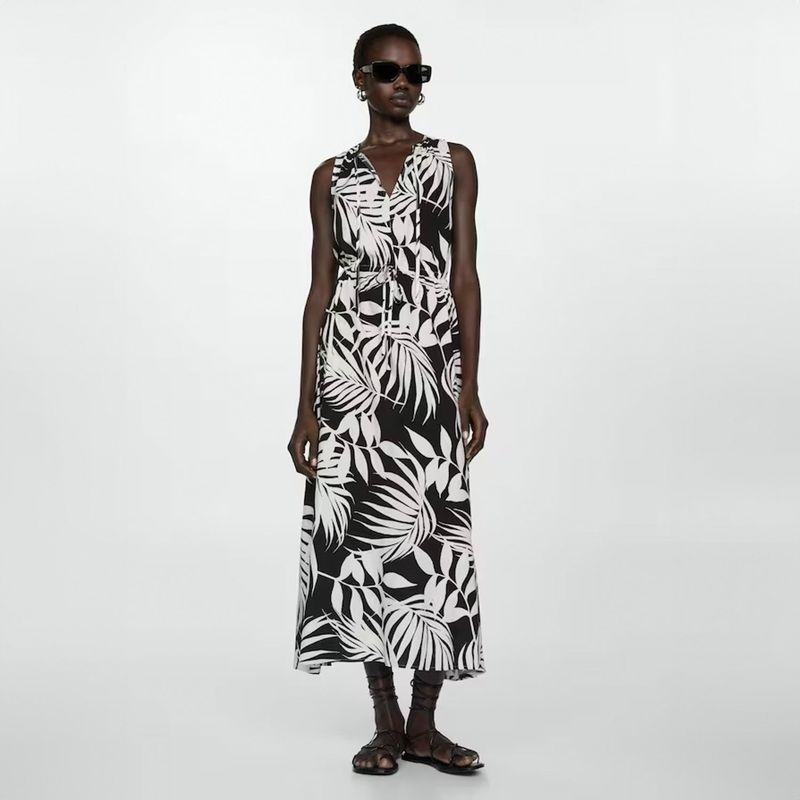 MANGO - Vestido Tropical Sin Mangas con Lazada Mujer Mango