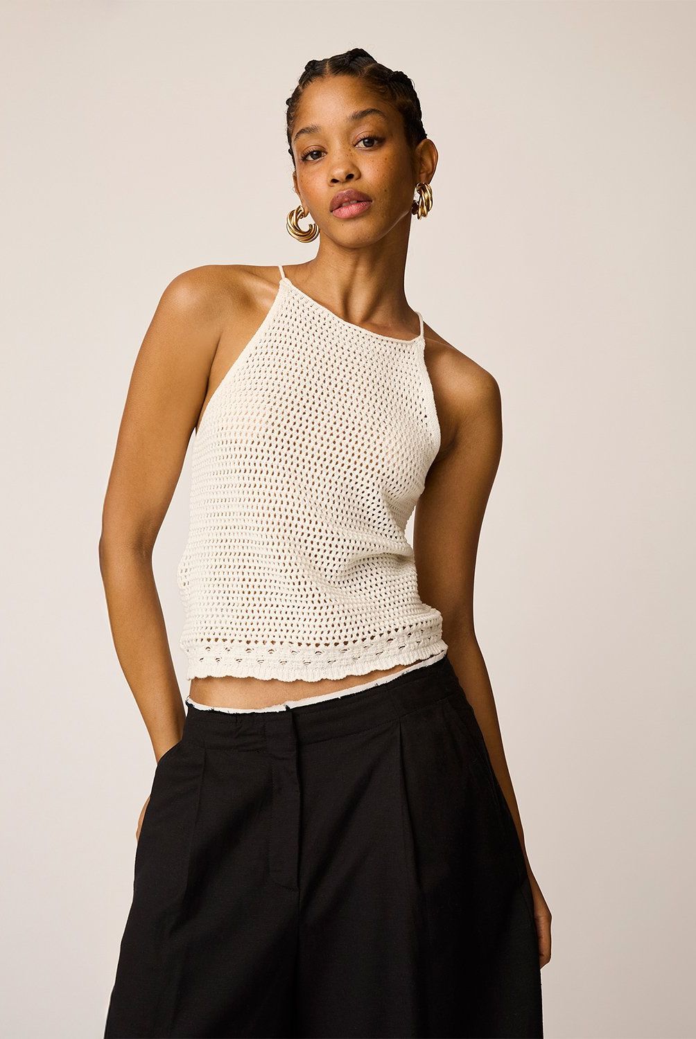 MANGO - Top Punto Crochet Mujer Mango