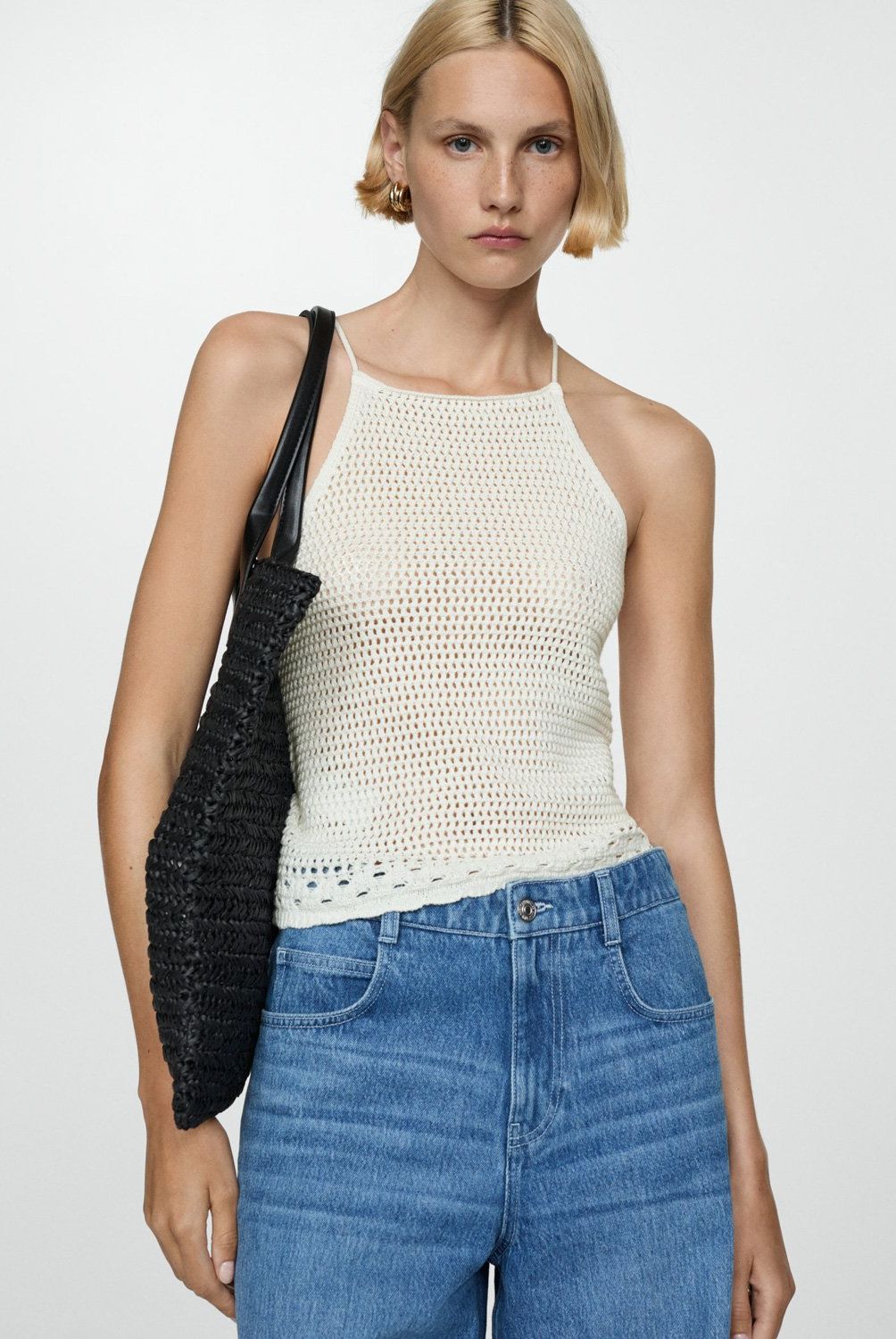 MANGO - Top Punto Crochet Mujer Mango