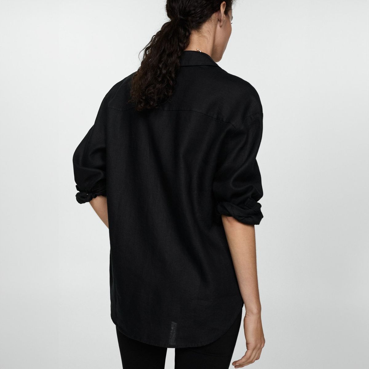 MANGO - Camisa 100% Lino Manga Larga Mujer Mango