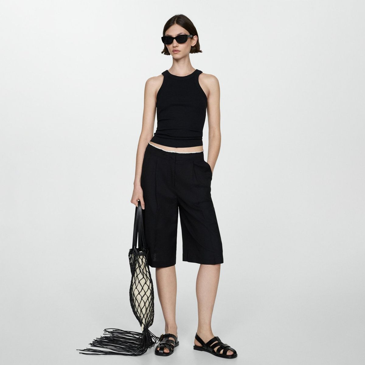 MANGO - Top Canalé Algodón Mujer Mango