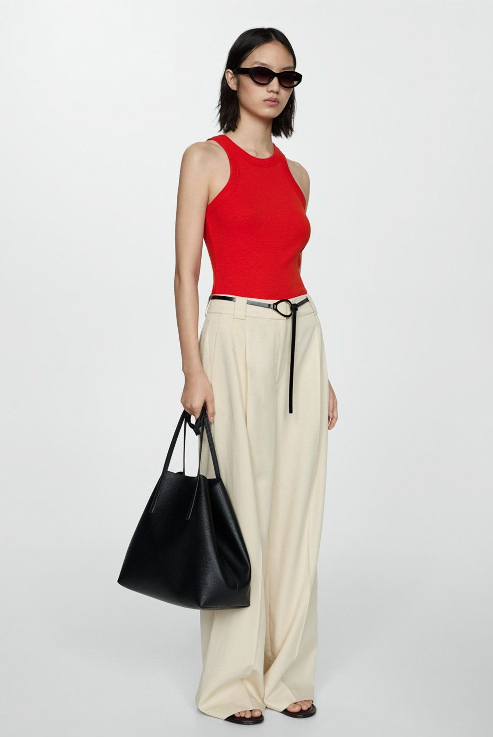 MANGO - Top Canalé Algodón Mujer Mango