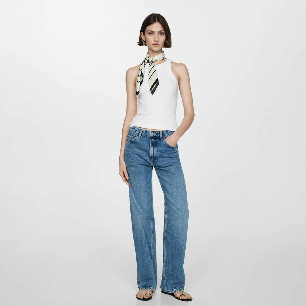 MANGO - Top Canalé Algodón Mujer Mango