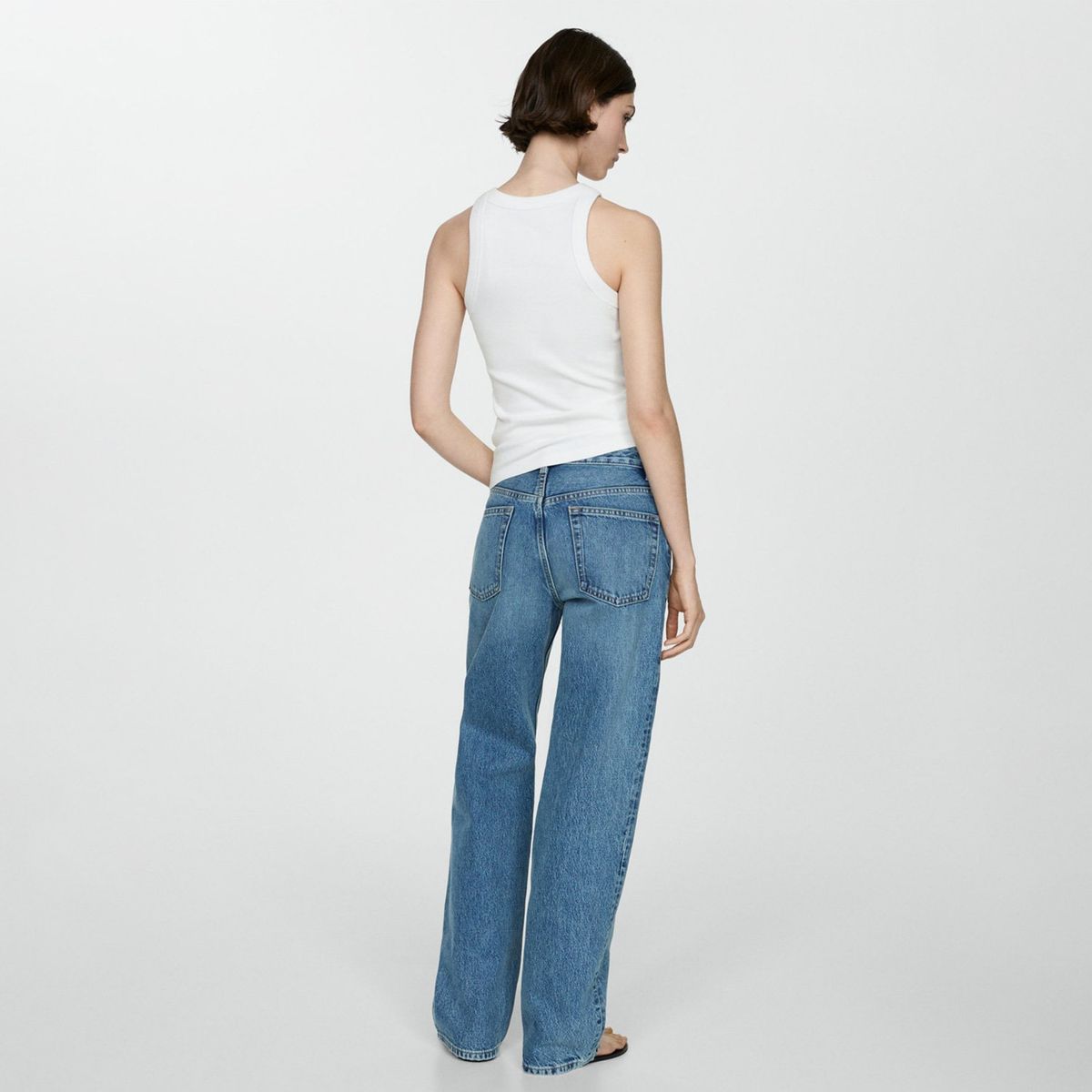 MANGO - Top Canalé Algodón Mujer Mango