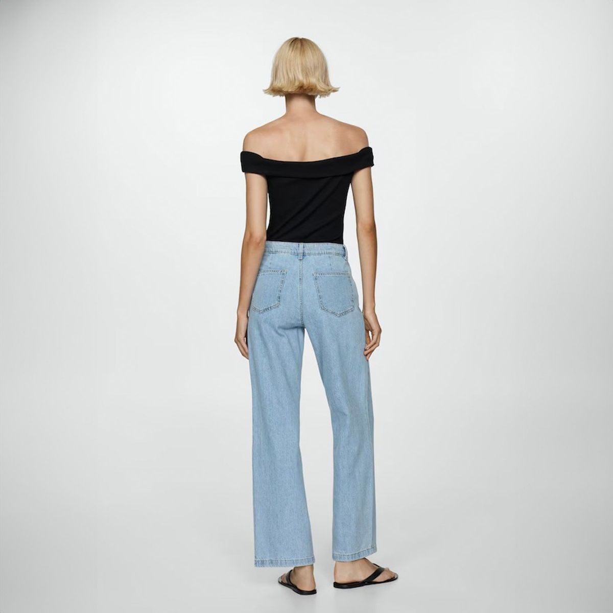 MANGO - Jeans Arletita Tiro Medio Wideleg Pinzas Mujer Mango