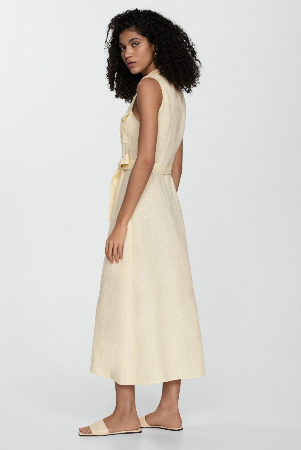 MANGO - Vestido Camisero 100% Lino Mujer Mango