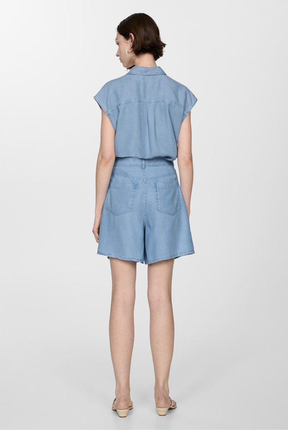 MANGO - Bermudas Lyocell Pinzas Mujer Mango
