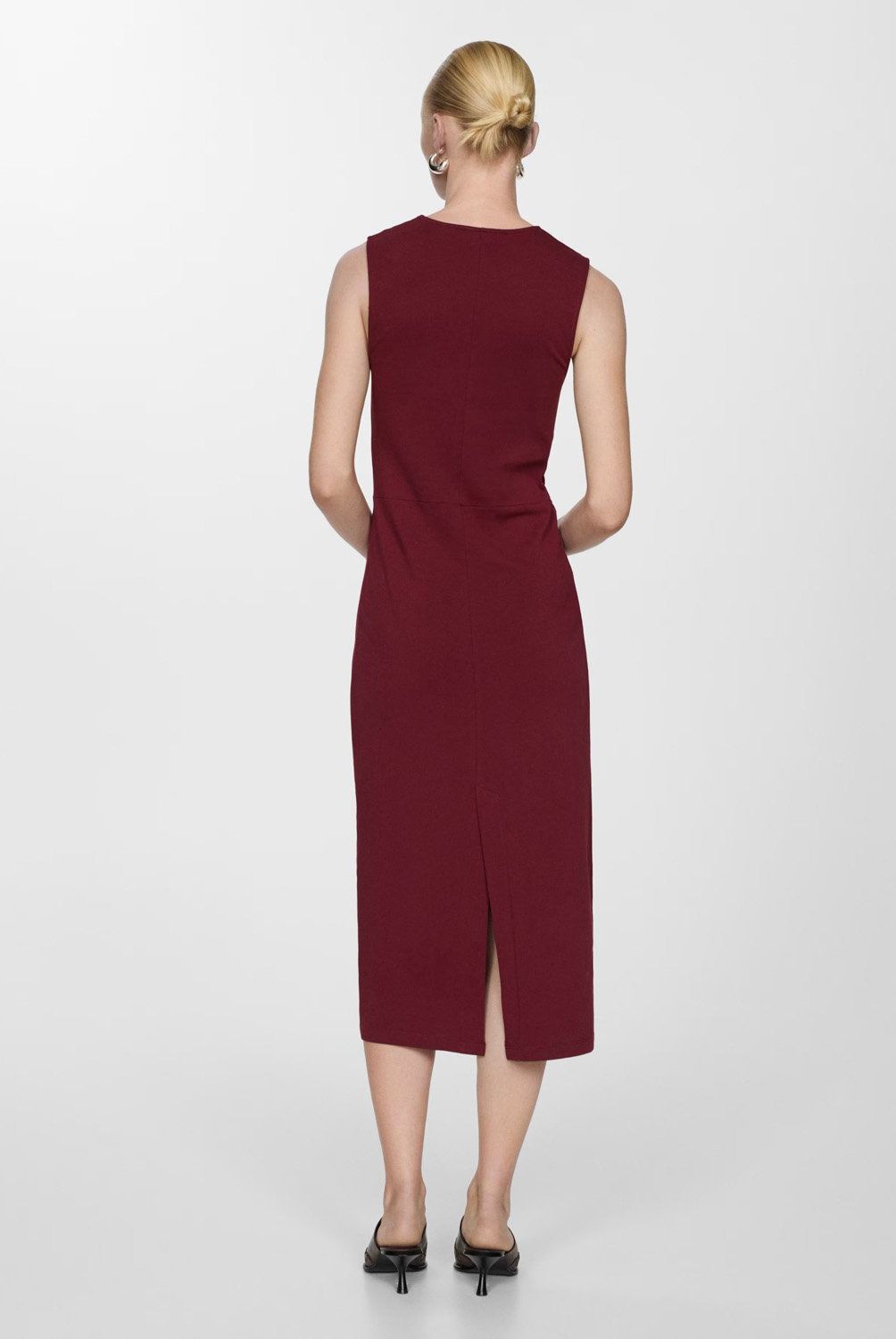 MANGO - Vestido Midi Detalle Drapeado Mujer Mango