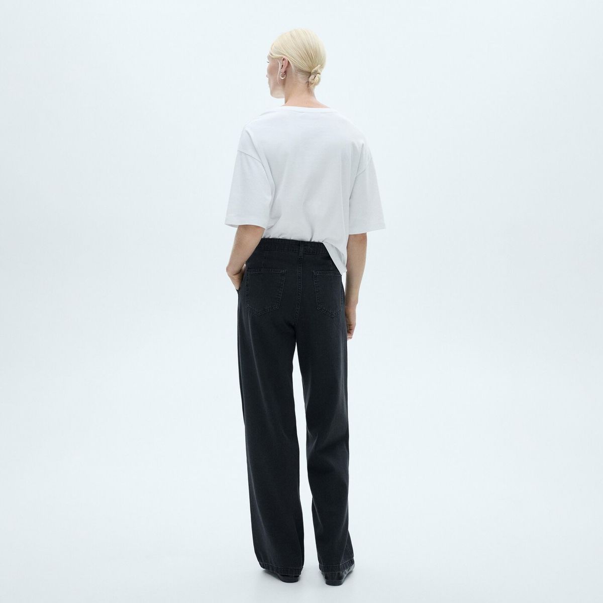 MANGO - Jeans Arletita Tiro Medio Wideleg Pinzas Mujer Mango