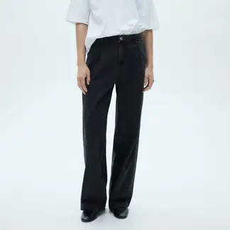 MANGO - Jeans Arletita Tiro Medio Wideleg Pinzas Mujer