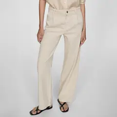 MANGO - Jeans Arletita Tiro Medio Wideleg Pinzas Mujer