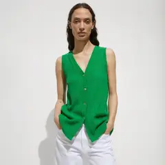 MANGO - Chaleco Botones Crochet Mujer
