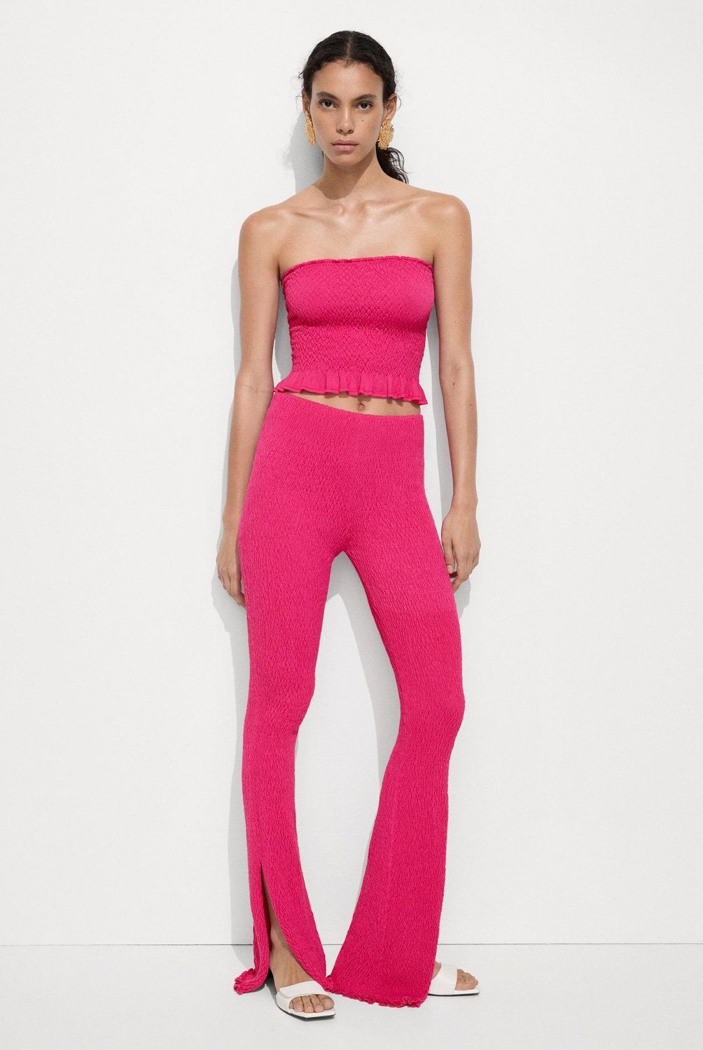 MANGO - Pantalón Punto Trenzado Mujer Mango