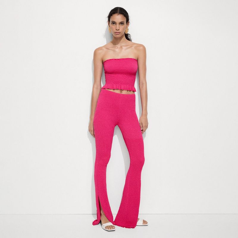 MANGO - Pantalón Punto Trenzado Mujer Mango