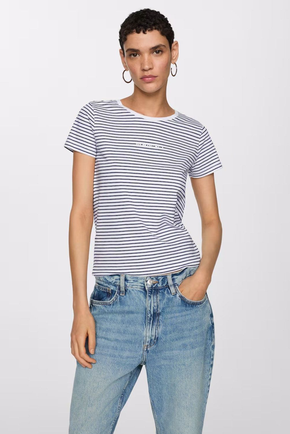 MANGO - Polera Rayas Logo Mujer Mango