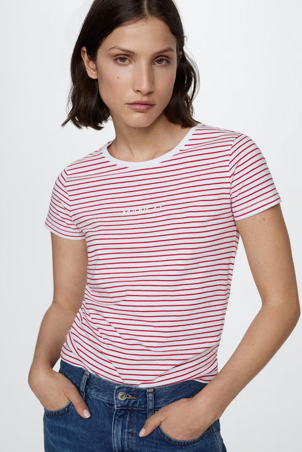 MANGO - Polera Rayas Logo Mujer Mango