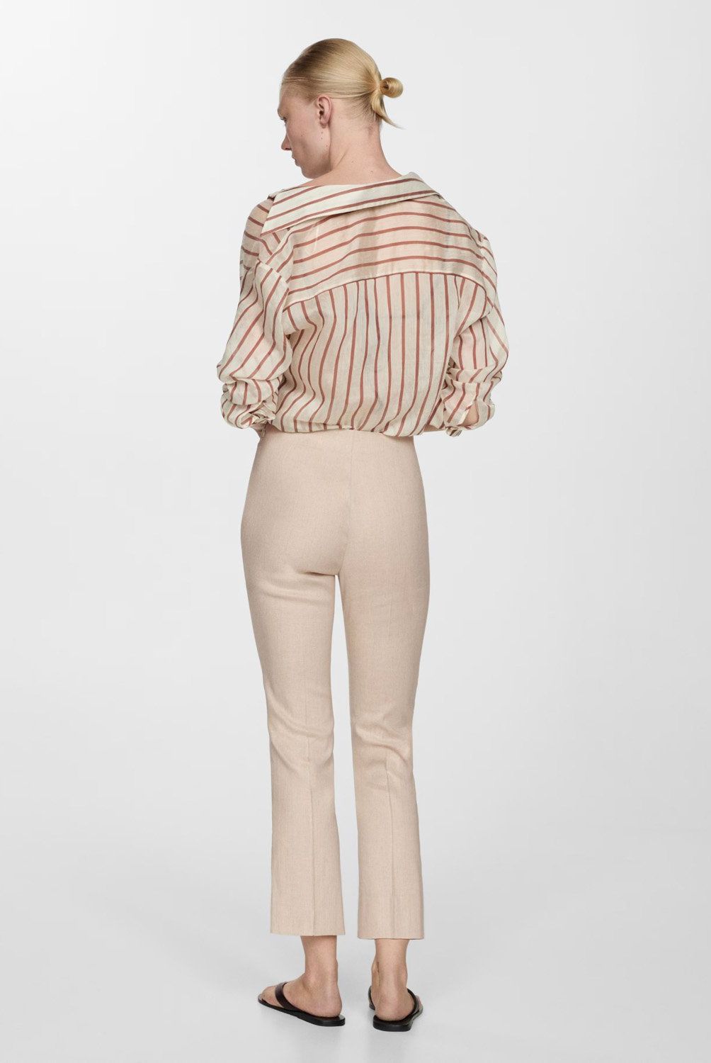 MANGO - Pantalón Flare Lino Mujer Mango