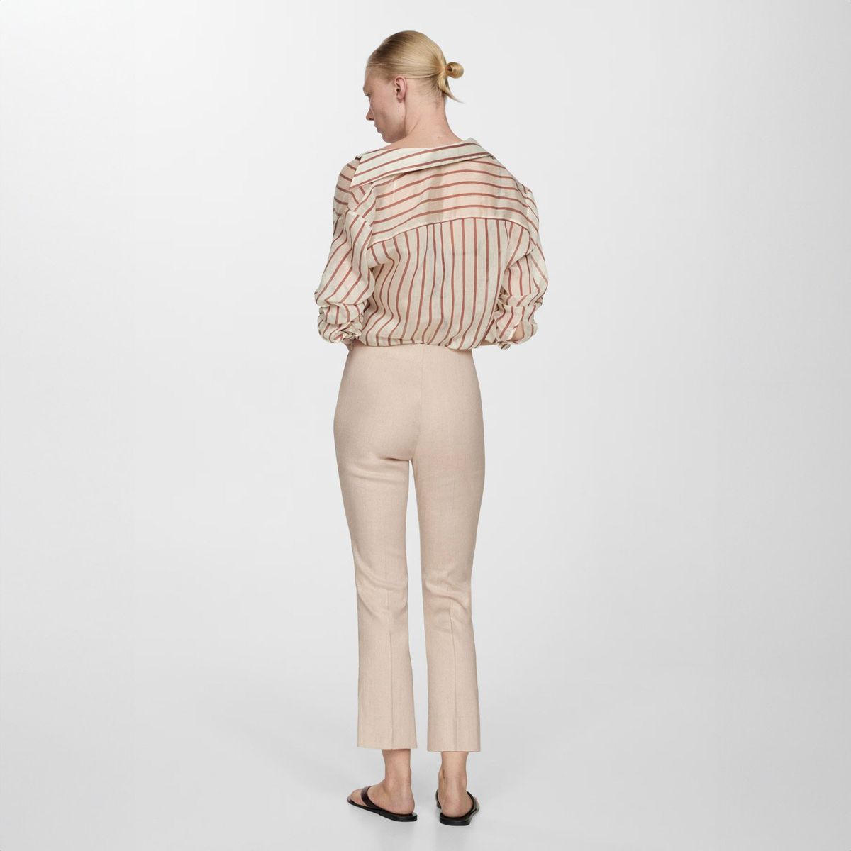 MANGO - Pantalón Flare Lino Mujer Mango