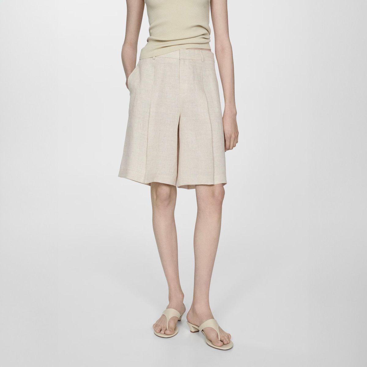 MANGO - Bermudas 100% Lino Mujer Mango