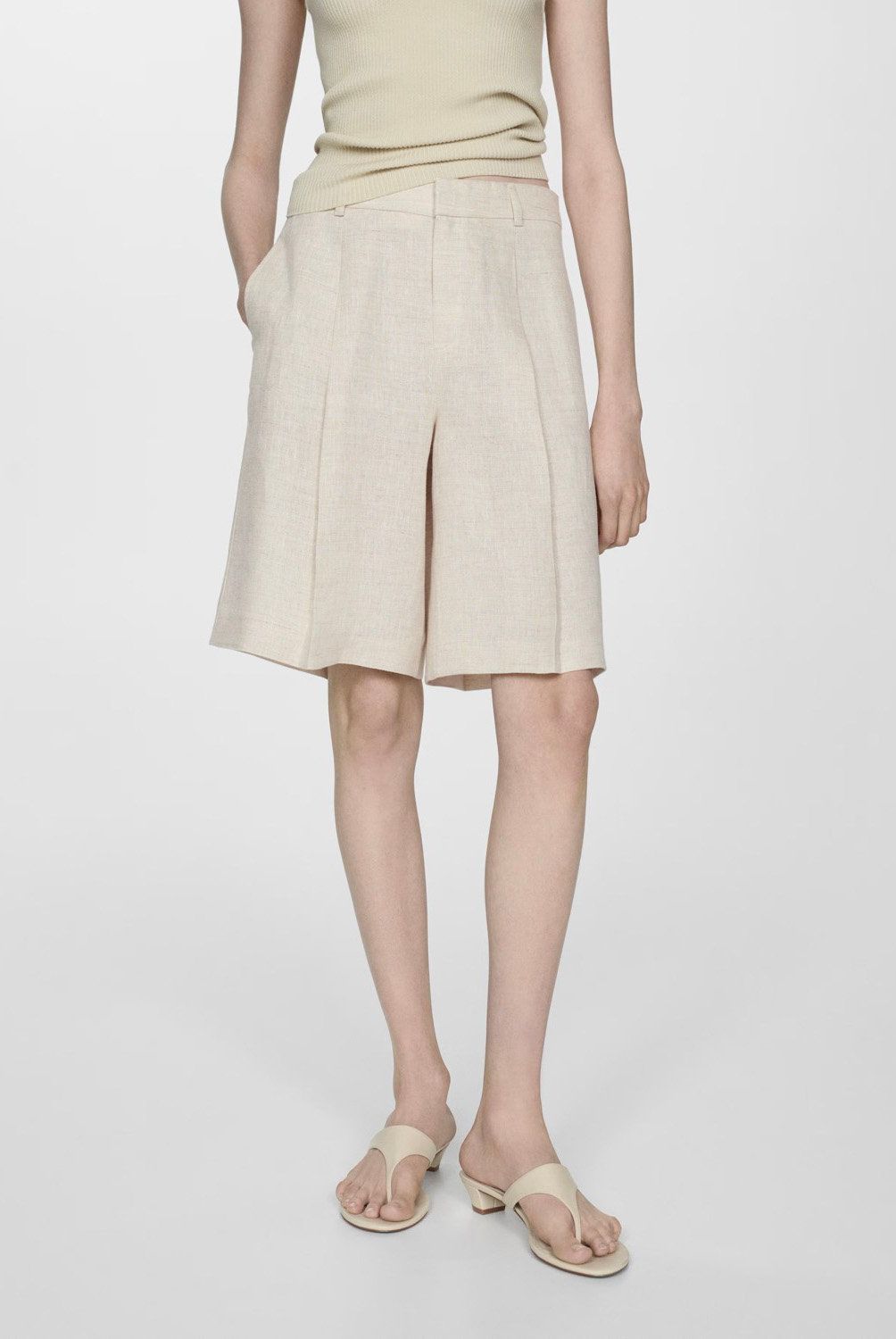 MANGO - Bermudas 100% Lino Mujer Mango