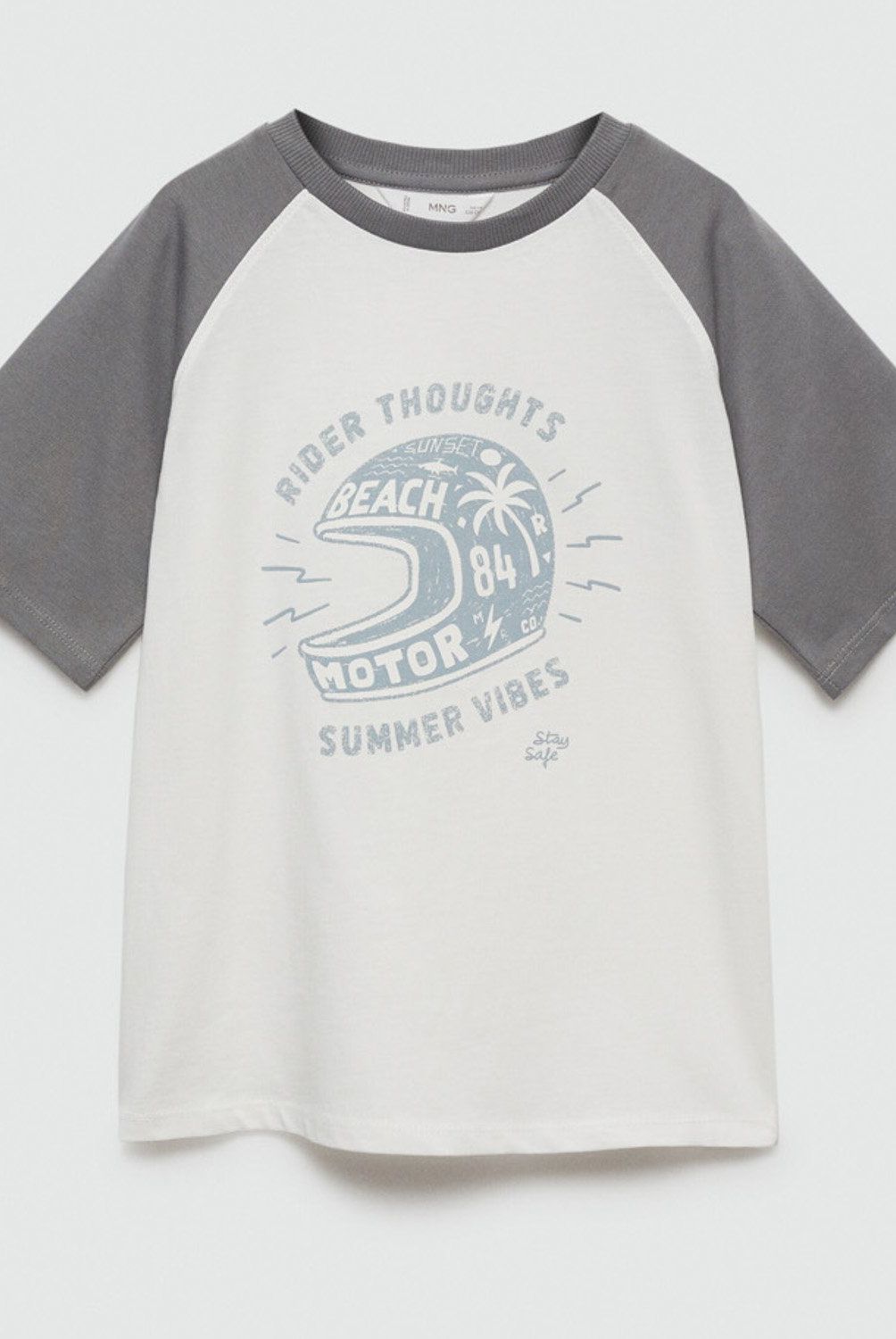 MANGO KIDS - Polera Bicolor Estampada Niño Mango Kids