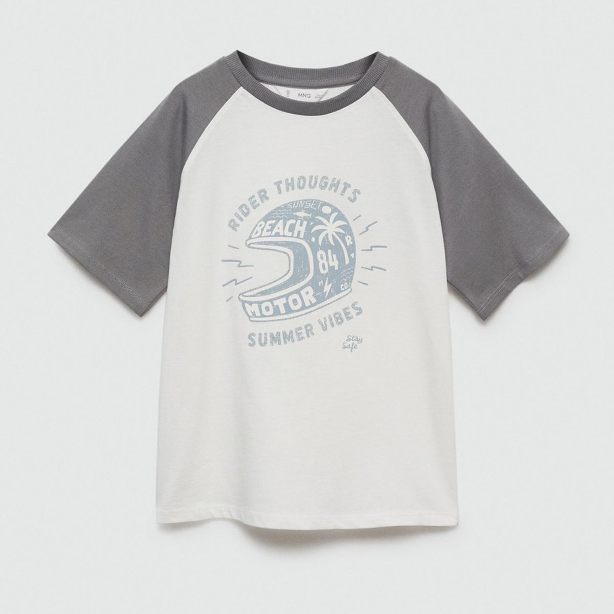 MANGO KIDS - Polera Bicolor Estampada Niño Mango Kids