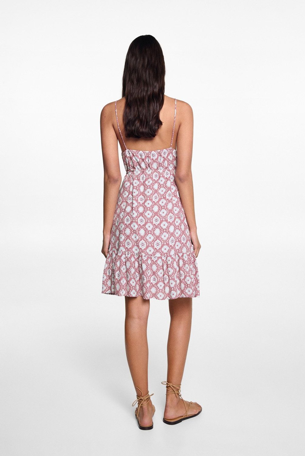 MANGO TEEN - Vestido Estampado Volantes Mujer Mango Teen