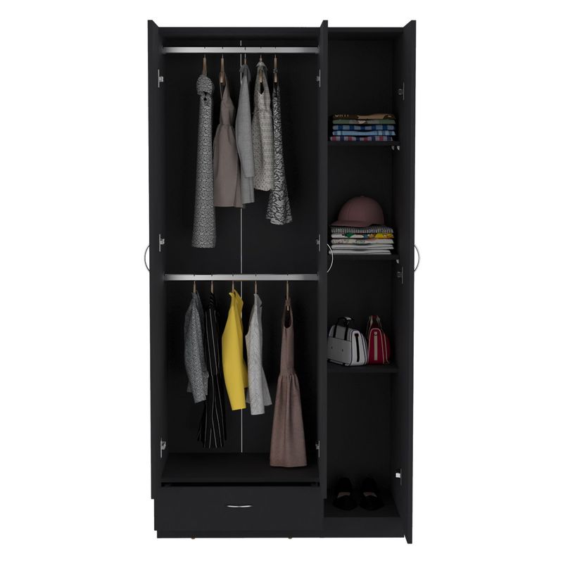 TUHOME - Armario Z-90 3 Puertas 1 Cajón Wengue Tuhome