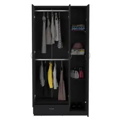 TUHOME - Armario Z-90 3 Puertas 1 Cajón Wengue