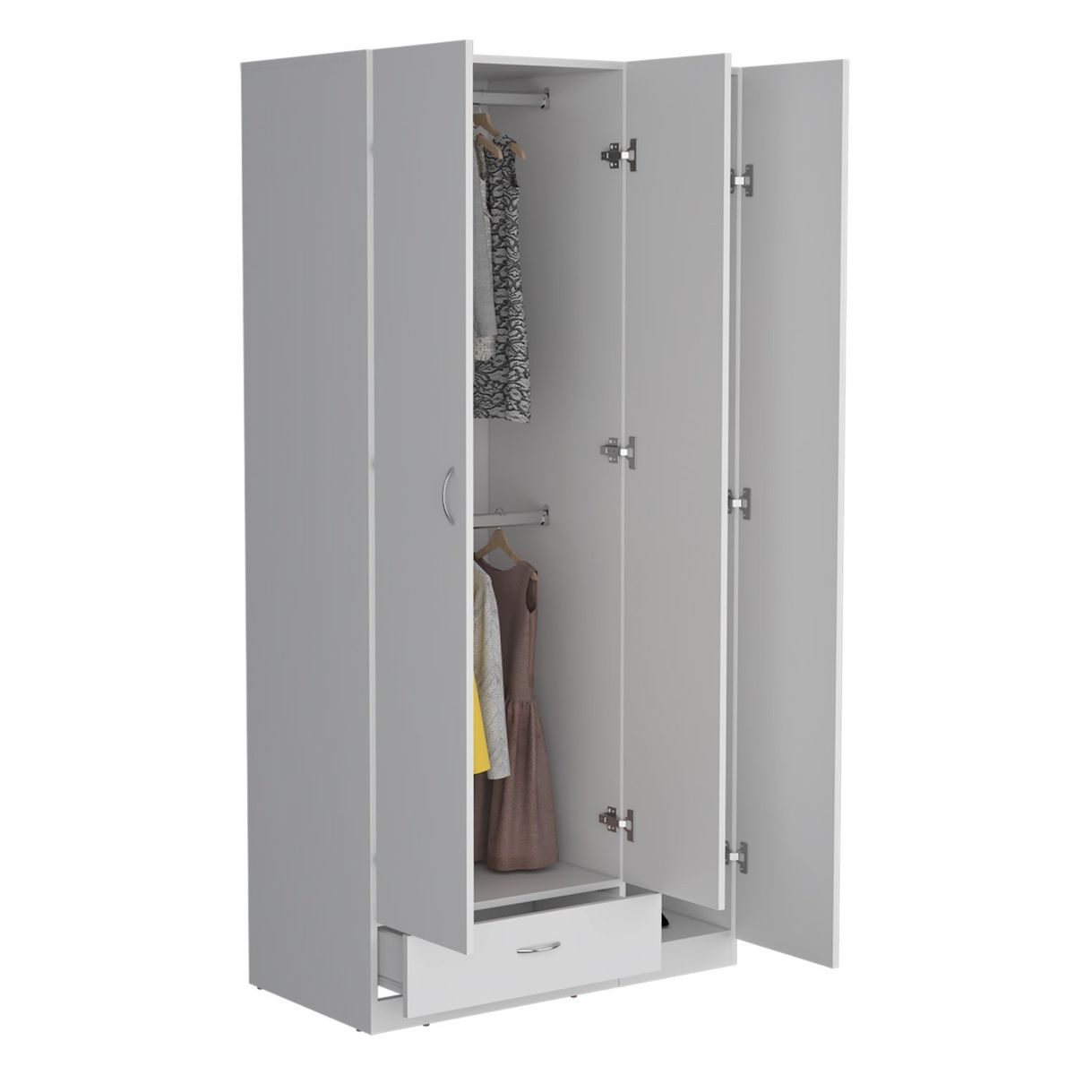 TUHOME - Armario Z-90 3 Puertas 1Cajón Blanco Tuhome