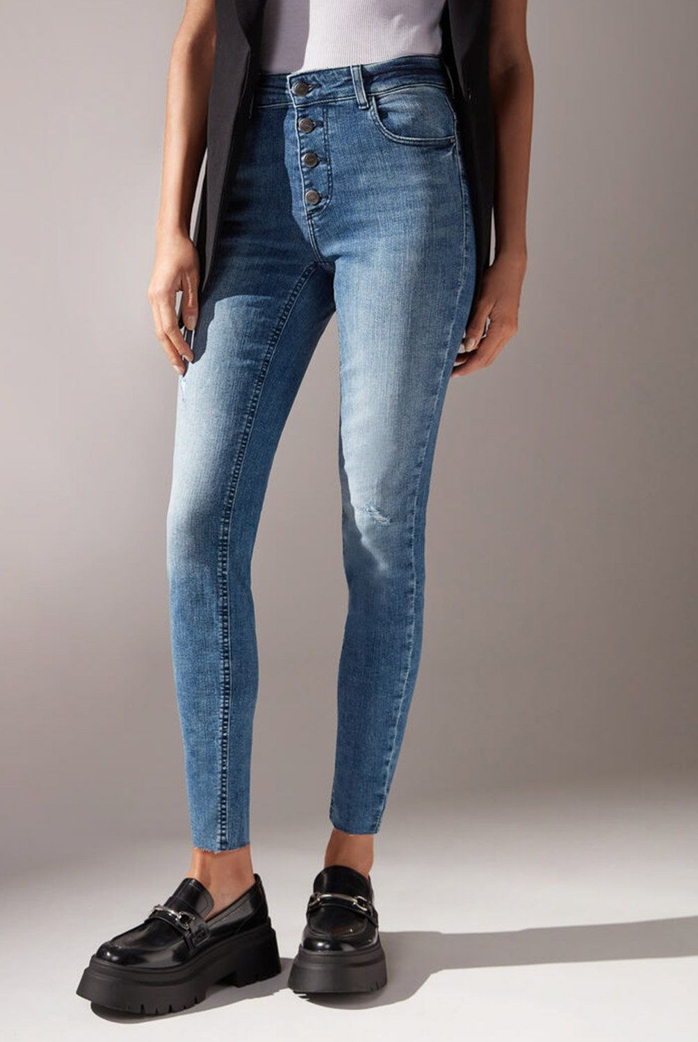 CALZEDONIA - Jeans Super Skinny con Botones Mujer Calzedonia