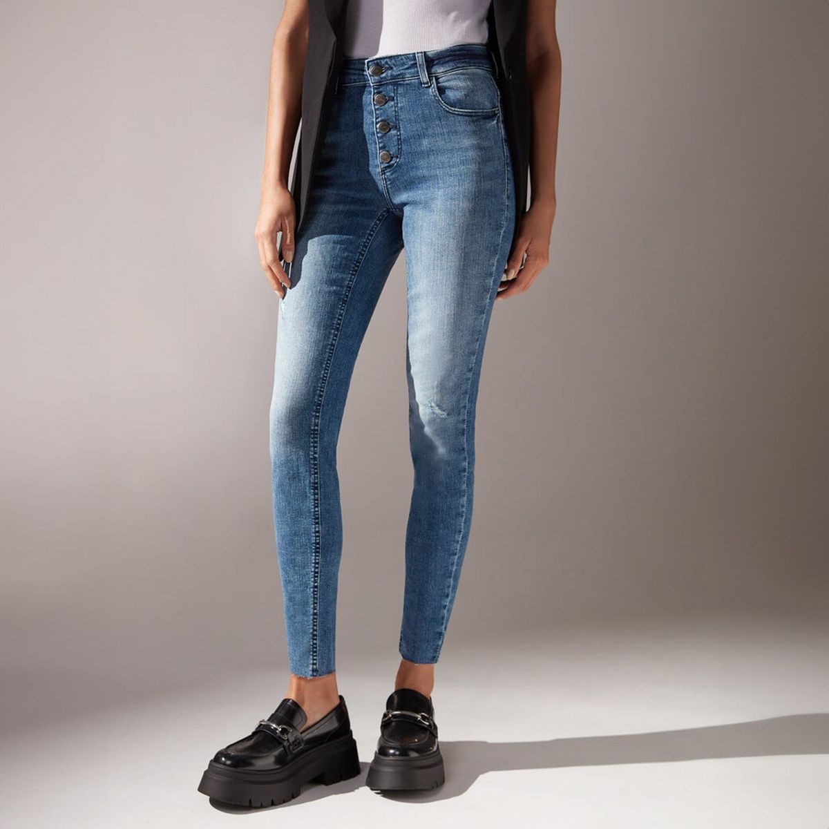 CALZEDONIA - Jeans Super Skinny con Botones Mujer Calzedonia