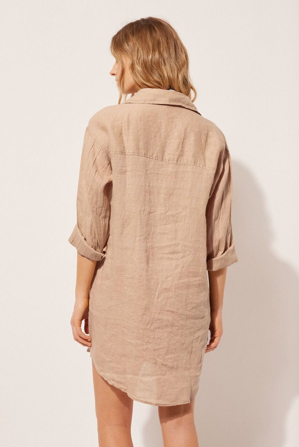 CALZEDONIA - Camisa de Lino Larga de Playa para Mujer