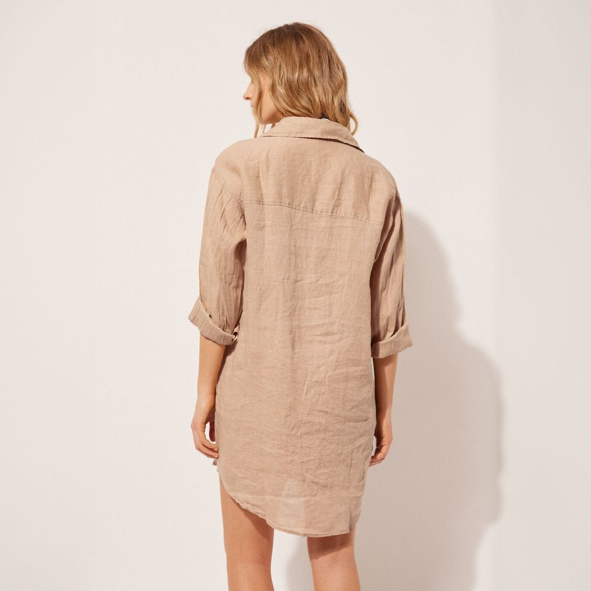 CALZEDONIA - Camisa de Lino Larga de Playa para Mujer