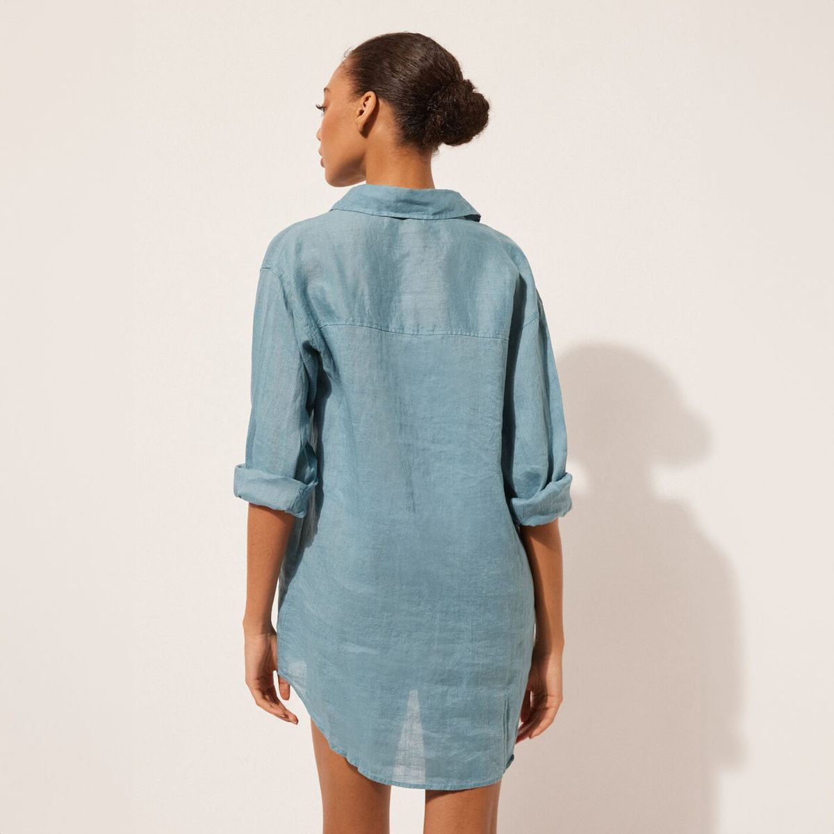 CALZEDONIA - Camisa de Lino Larga de Playa para Mujer