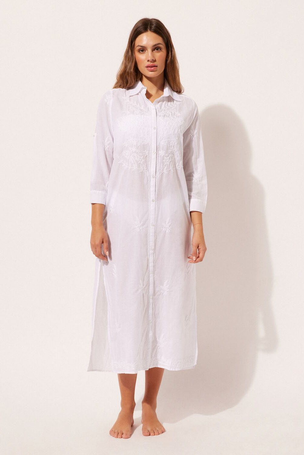CALZEDONIA - Vestido Largo Bordado de Playa para Mujer