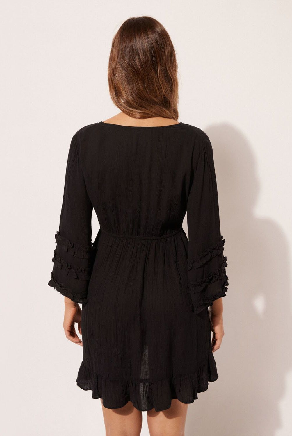 CALZEDONIA - Vestido Playero Escote en V con Volantes para Mujer