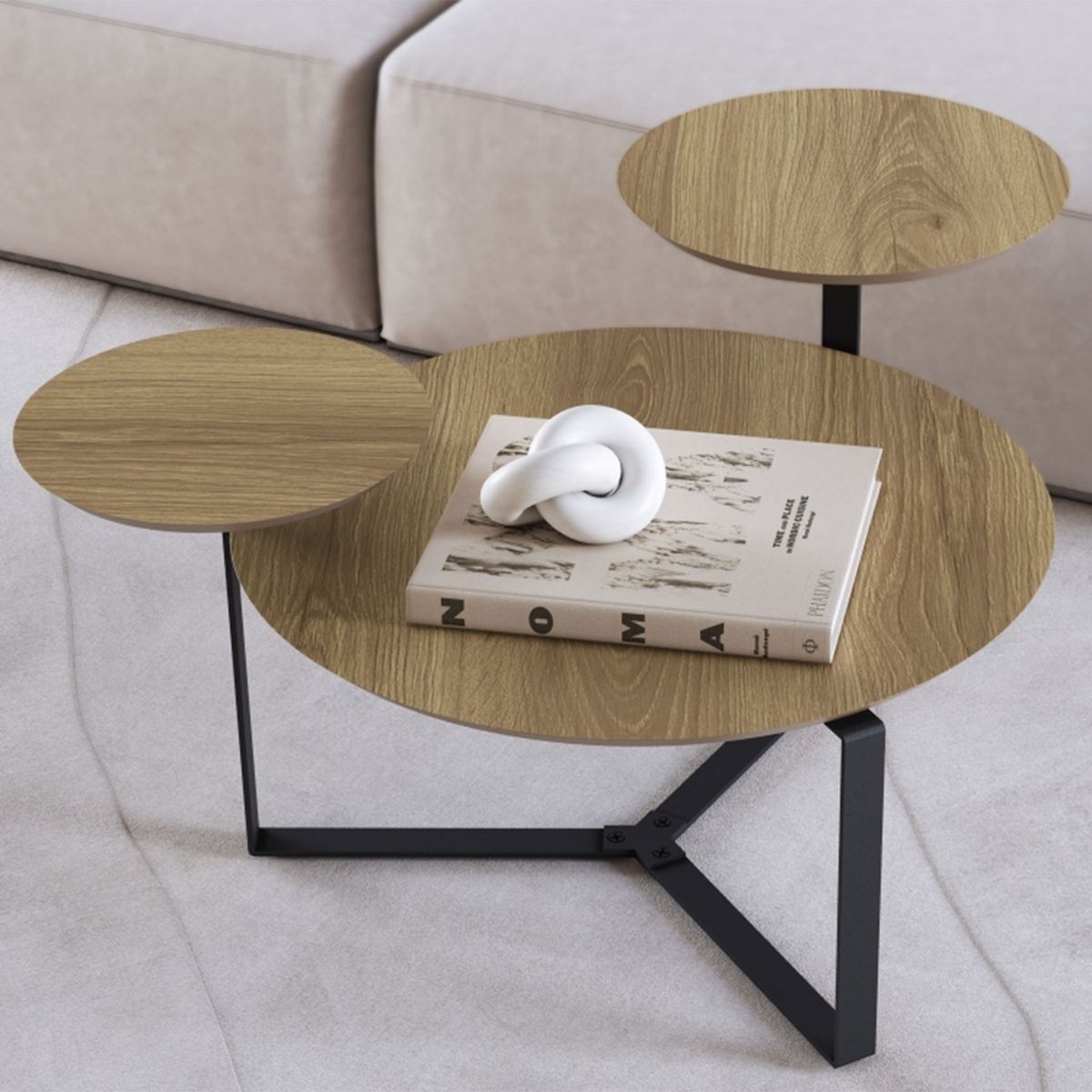 DECOCASA - Mesa De Centro Triple Domenica Café Pata Negra Decocasa