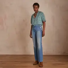 MAISON 123 - Jeans Flare Tiro Medio Algodón Mujer 123
