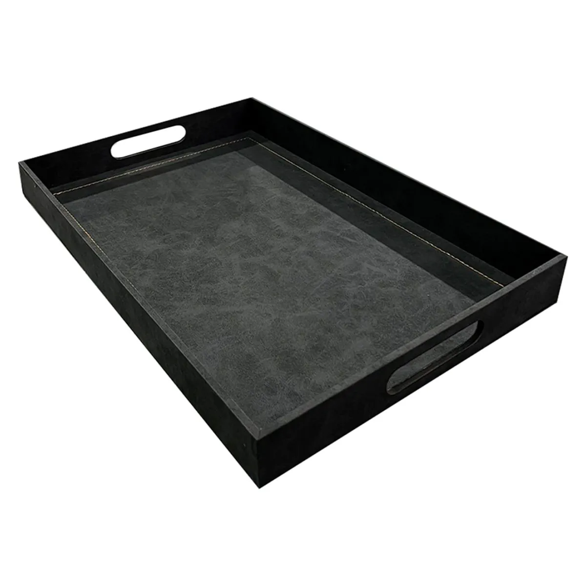 BASEMENT HOME - Bandeja Rectangular Ecocuero Costuras Negra Basement Home