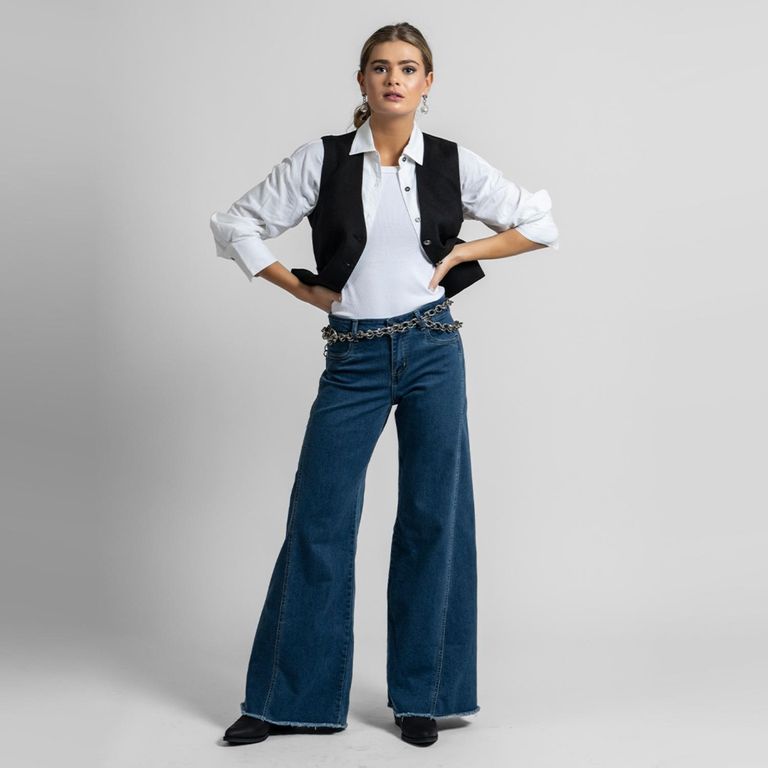 LOLITA LPK Jeans Palazzo Tiro Medio Anna Negro Mujer